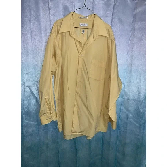 Men's Van Heusen Sz‎ 17 (32/33) Yellow Long Sleeve Button Up Dress Shirt - Picture 2 of 5